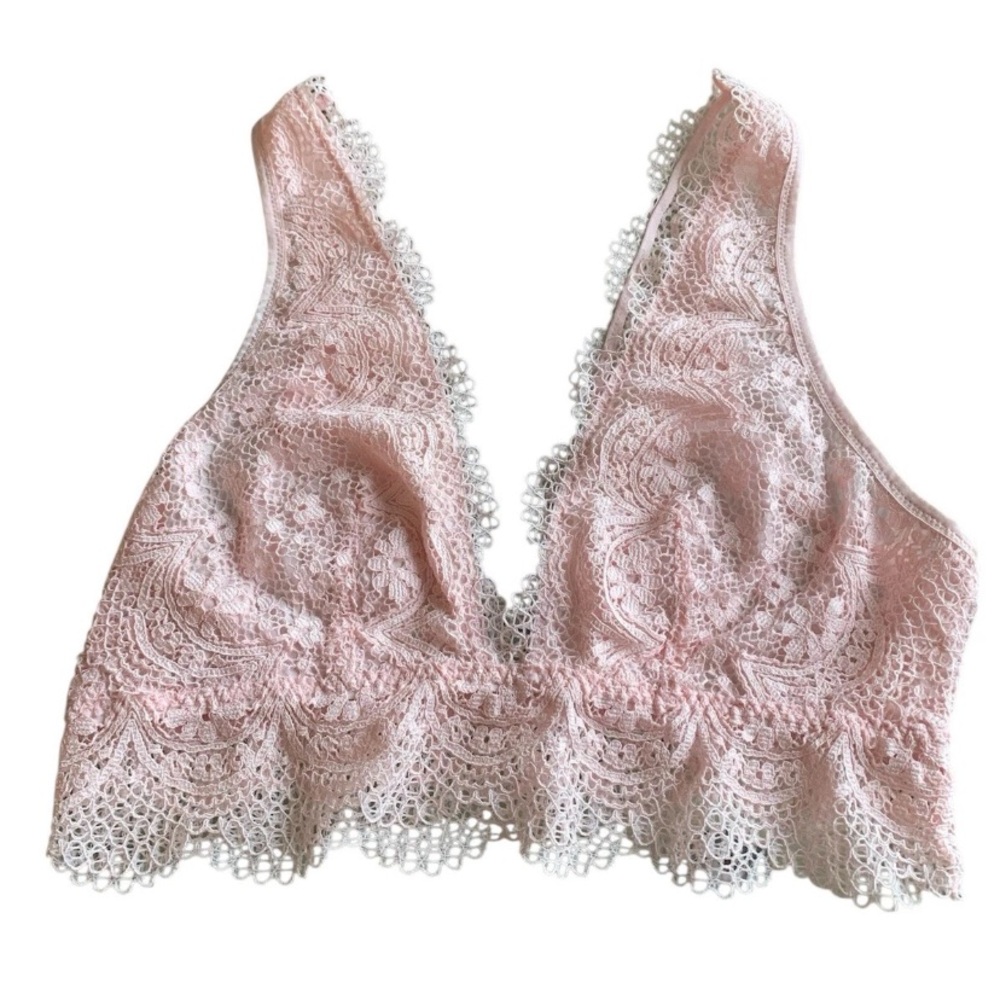 Victoria’s Secret Bralette Women’s Pink Size Large Lace Pullover Lightly Lined
